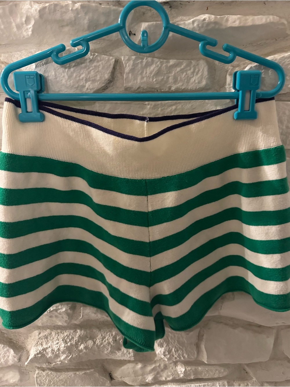 Daily Practice by Anthropologie Striped Knit Shorts Green Cream S
